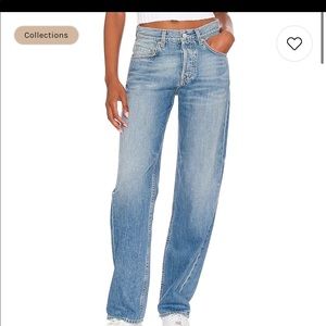 GRLFRND jeans Bella low rise boyfriend jeans revolve in color Santa Monica.